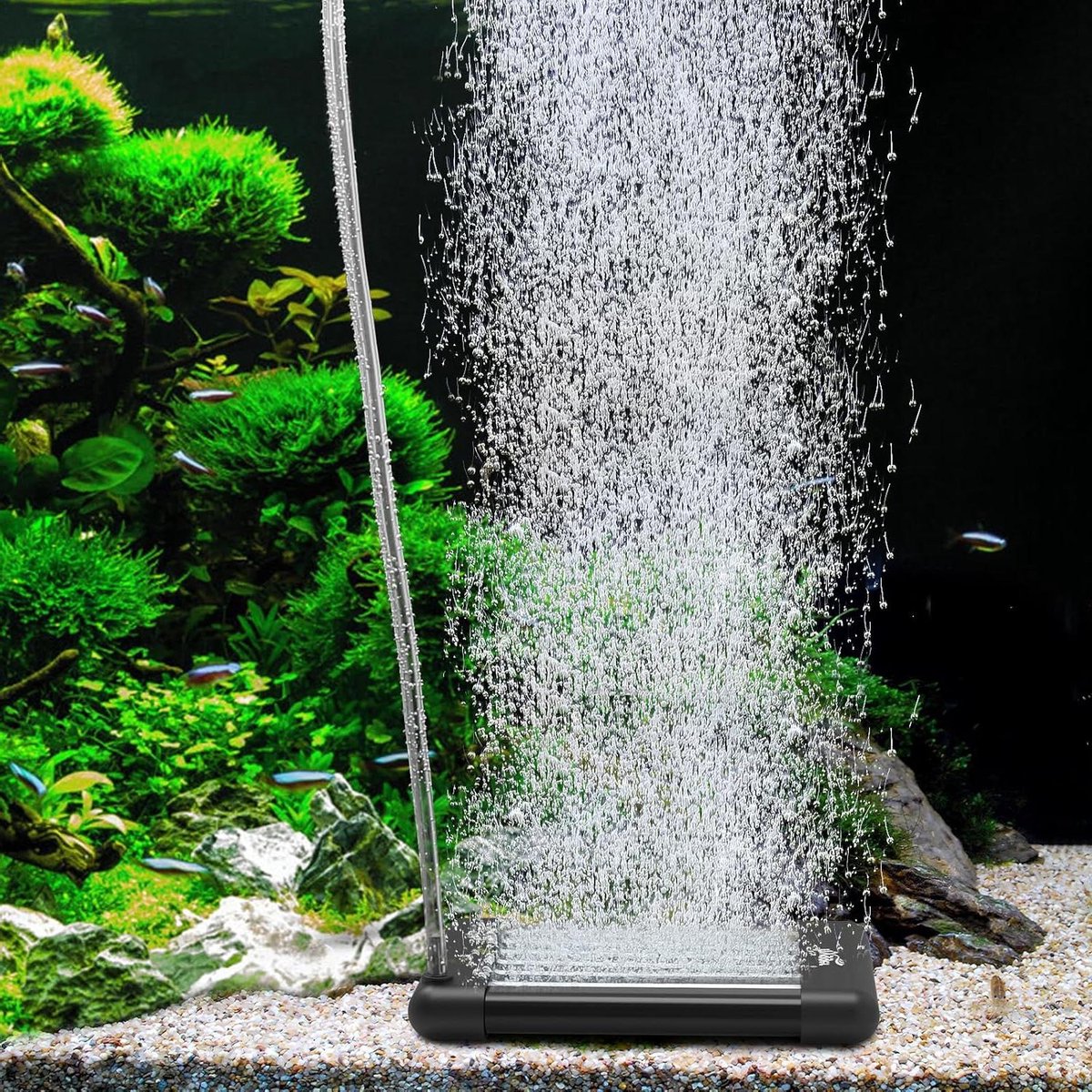 Aquarium Luchtsteen - Luchtverspreider Bubbler - Zuurstof Verrijking - Niet-verstoppend Materiaal - 119 cm Lengte - Zwart