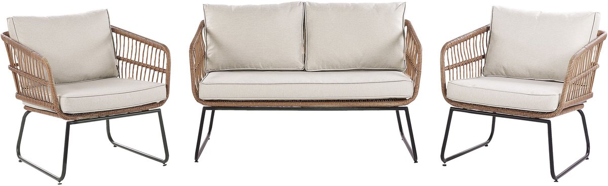 Beliani RAVELLO - Loungeset voor 4 - Beige - PE rotan