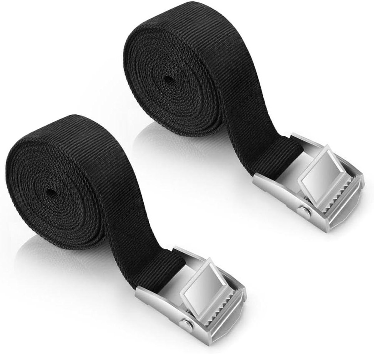 Spanbanden Set - Sjorbanden met gesp - Bagage vastzetten - Robuuste metalen gesp - 3 meter lengte - Zwart