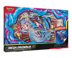 Pokémon Kaarten - Mega Greninja EX Premium Collection - Booster Bundle - 82 Kaarten Totaal - 6x Booster Pack Mega Evolution Chaos Rising + 2x Perfect Order Booster Packs + 1x Foil Promokaart + 1x Supergrote Promokaart - TCG - Box - Cards - Speelgoed