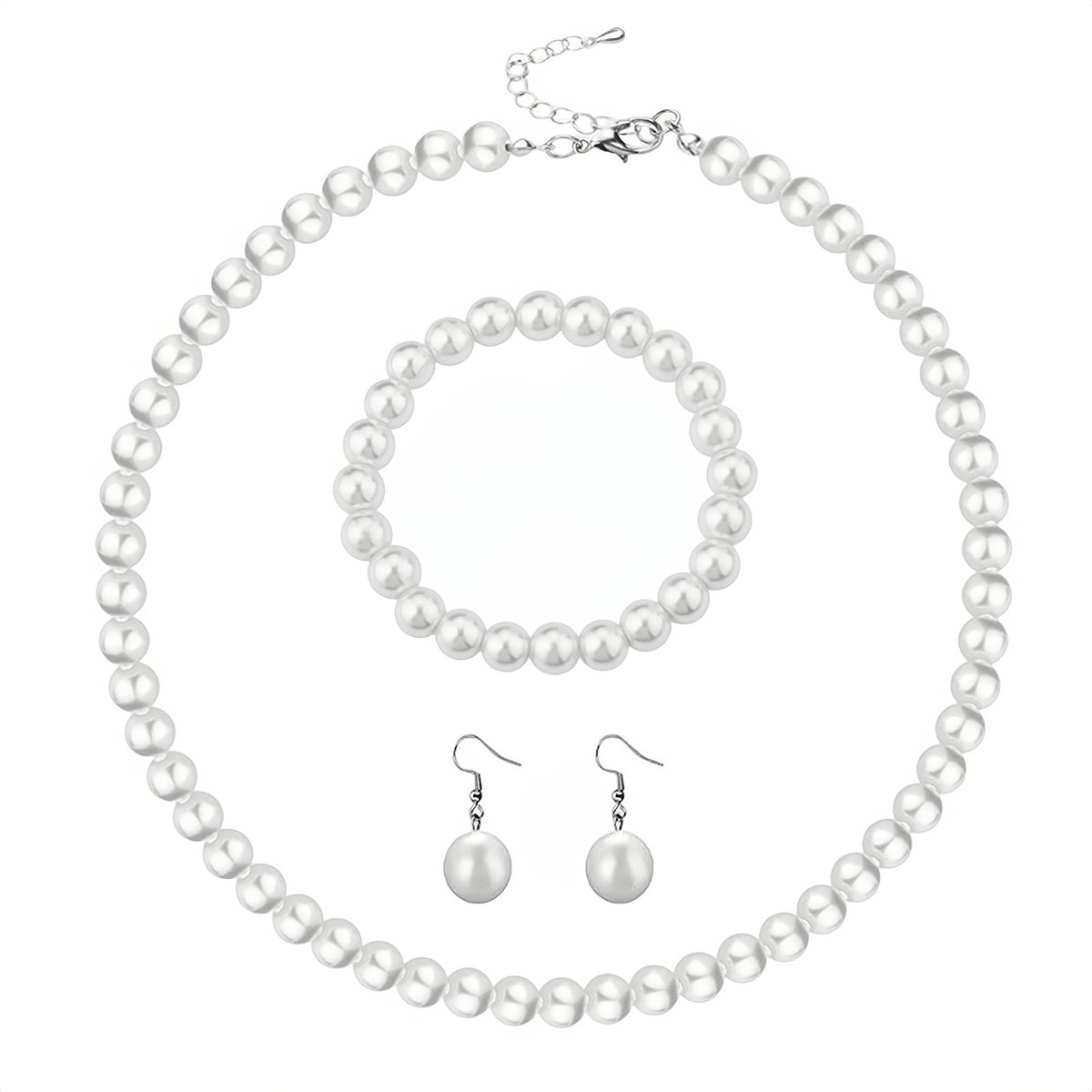 Parelketting, bruidssieraden, parelsieradenset voor vrouwen, bruiloft, feest, cadeau