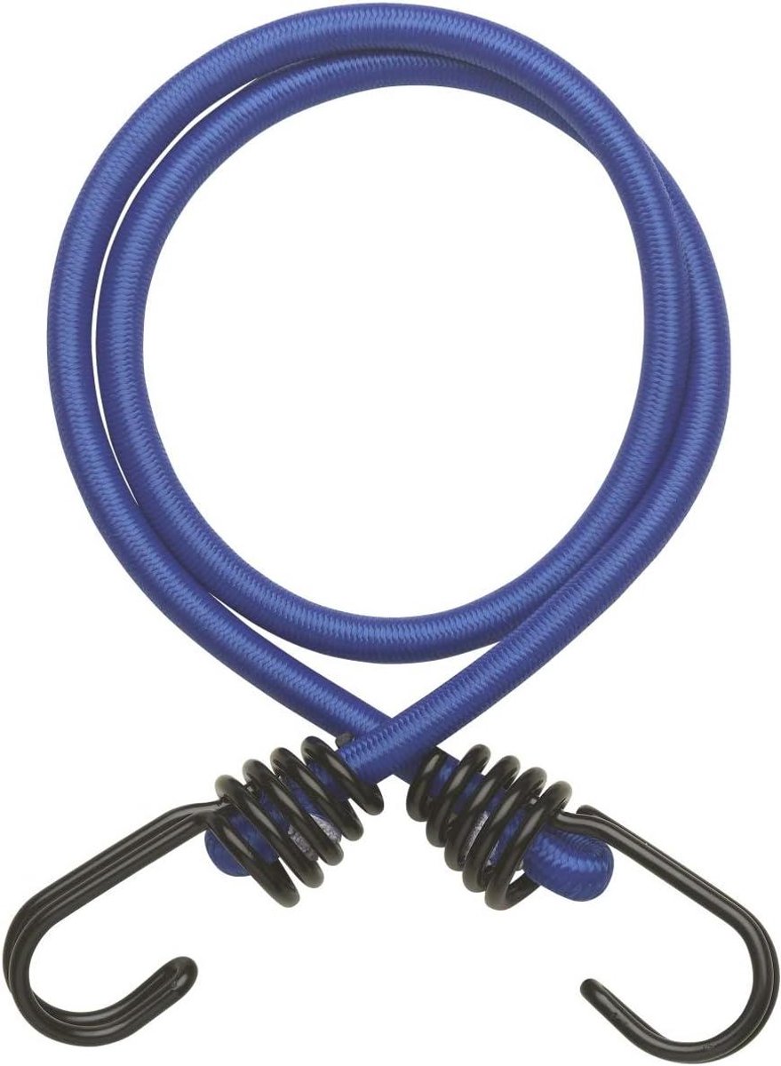 Spanrubber met haken - Elastiek koord - Vastzetten van lading - Dubbele stalen haken - 80 cm - Blauw