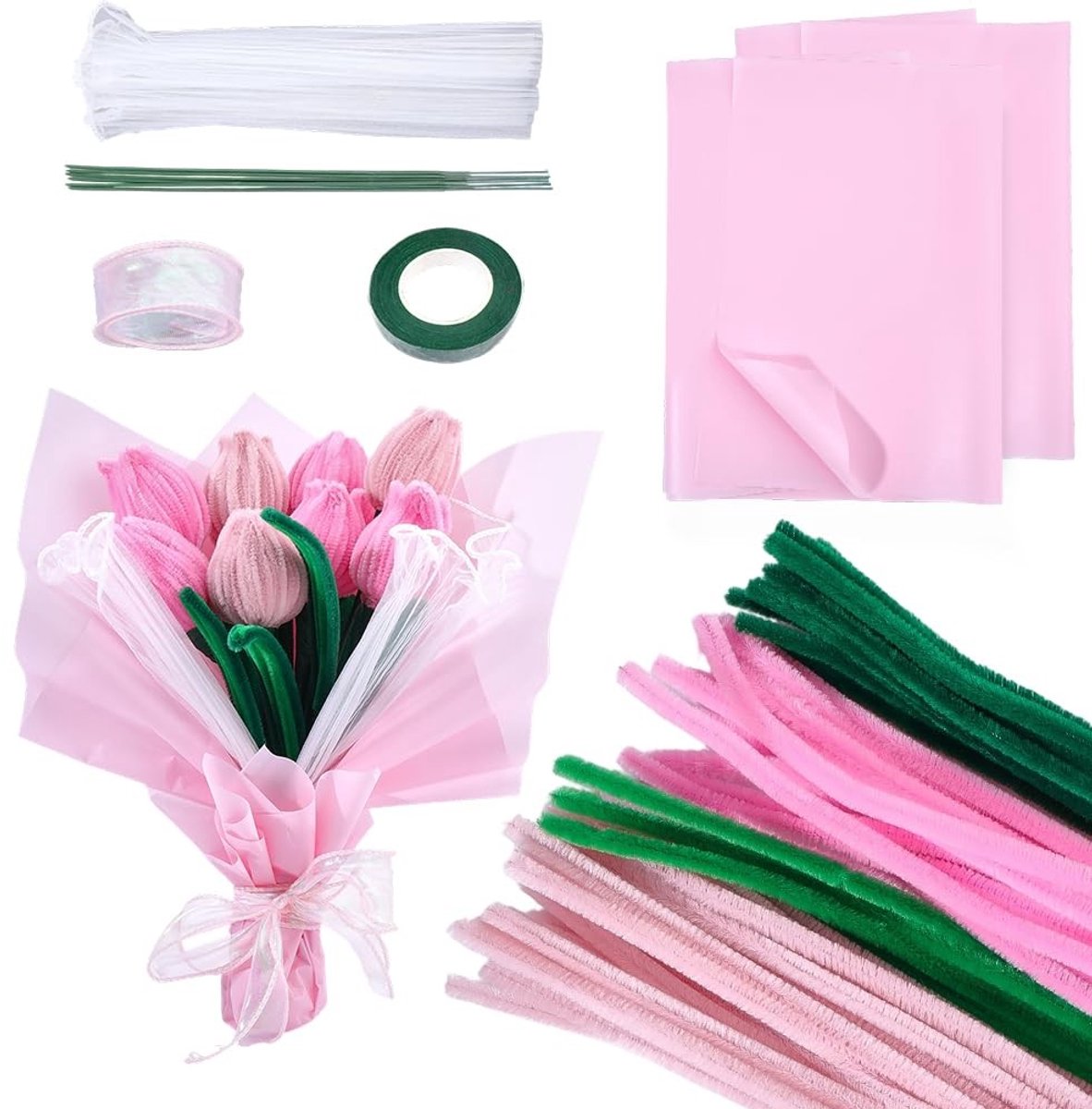 155 Stuks Pijpenragers voor Ambachtelijke Projecten, Bloempijpenreiniger en Creatieve DIY Kits met Video-Tutorials en Chenille Stengels