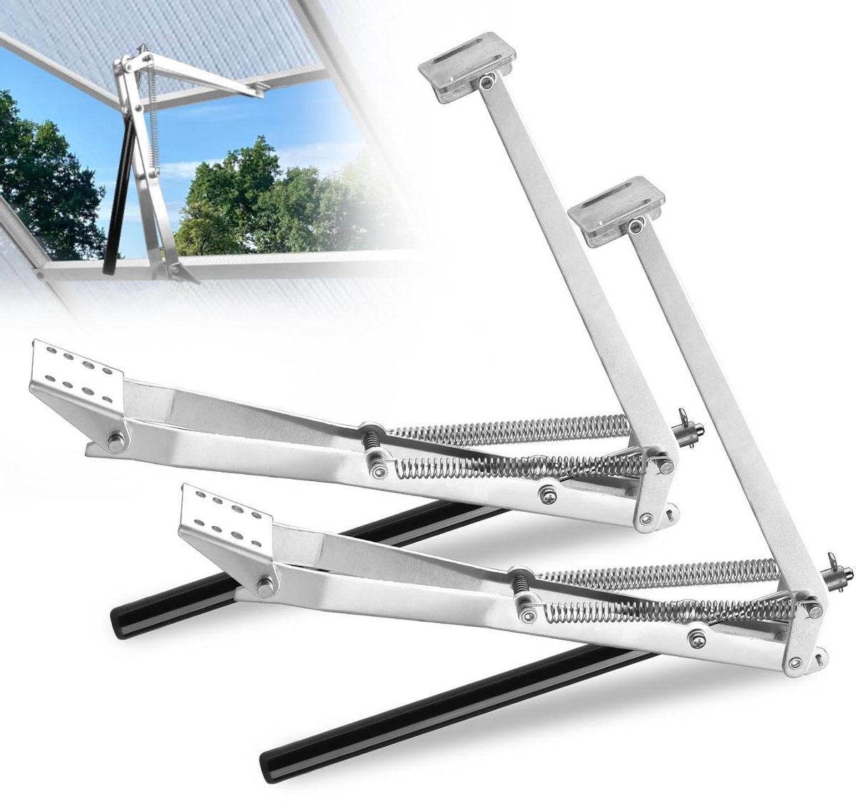 Automatische raamopener - Ventilatiesysteem kas - Optimale ventilatie - Dubbele veer systeem - 45 cm opening - Zilverkleurig