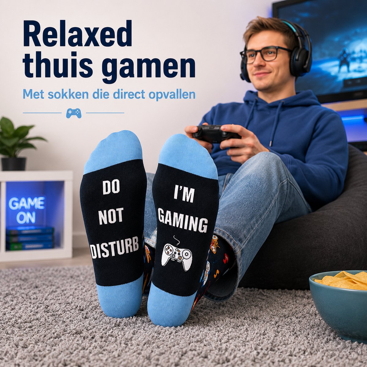 Malinsi® Grappige Sokken - I'm Gaming, Do not Disturb - Leuke Huissokken Heren - Gekke Cadeaus Cadeautjes Volwassenen - Funny Socks met Tekst - Cadeau voor Hem Mannen Papa Vader - Vaderdag Geschenk Kados Vaderdagcadeau Verjaardag Giftset — cadeau in Mode & Accessoires - foto 3