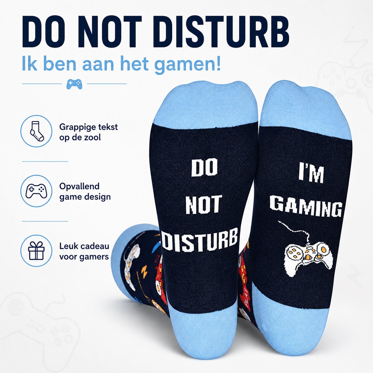 Malinsi® Grappige Sokken - I'm Gaming, Do not Disturb - Leuke Huissokken Heren - Gekke Cadeaus Cadeautjes Volwassenen - Funny Socks met Tekst - Cadeau voor Hem Mannen Papa Vader - Vaderdag Geschenk Kados Vaderdagcadeau Verjaardag Giftset — cadeau in Mode & Accessoires - foto 5
