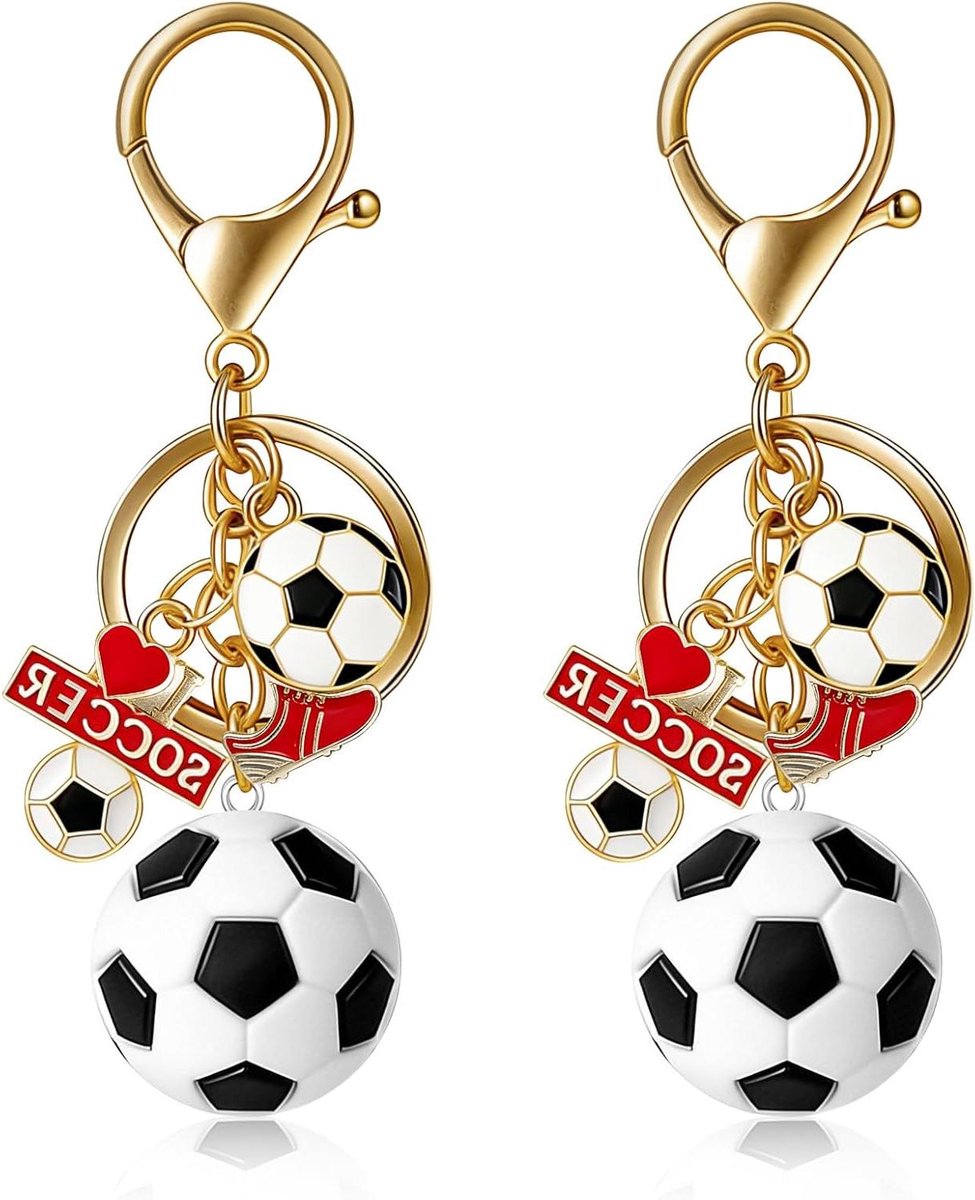 Voetbal Sleutelhangers - Voetbal Decoratie - Tas Decoreren - Mini 3D Ontwerp - 2 stuks - Zwart-Wit