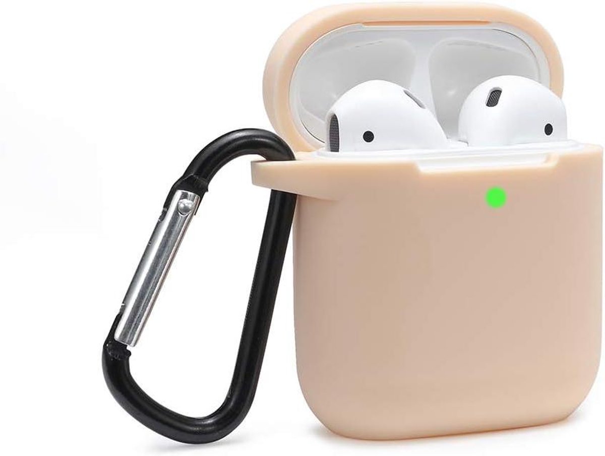 Airpods Beschermhoes - Hoesje Siliconen - Bescherming Opladen - Zichtbare LED Indicator - 6 x 5 x 1 cm - Beige