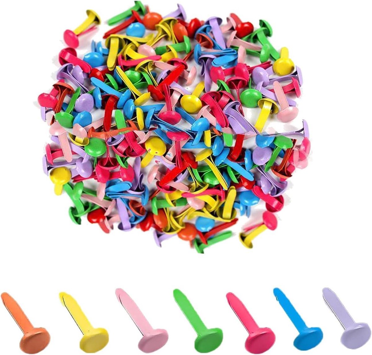 Monsterzakklemmen Metaal - Mini Brads - Knutselen Papier - Ronde Kop - 100 stuks - Kleurrijk