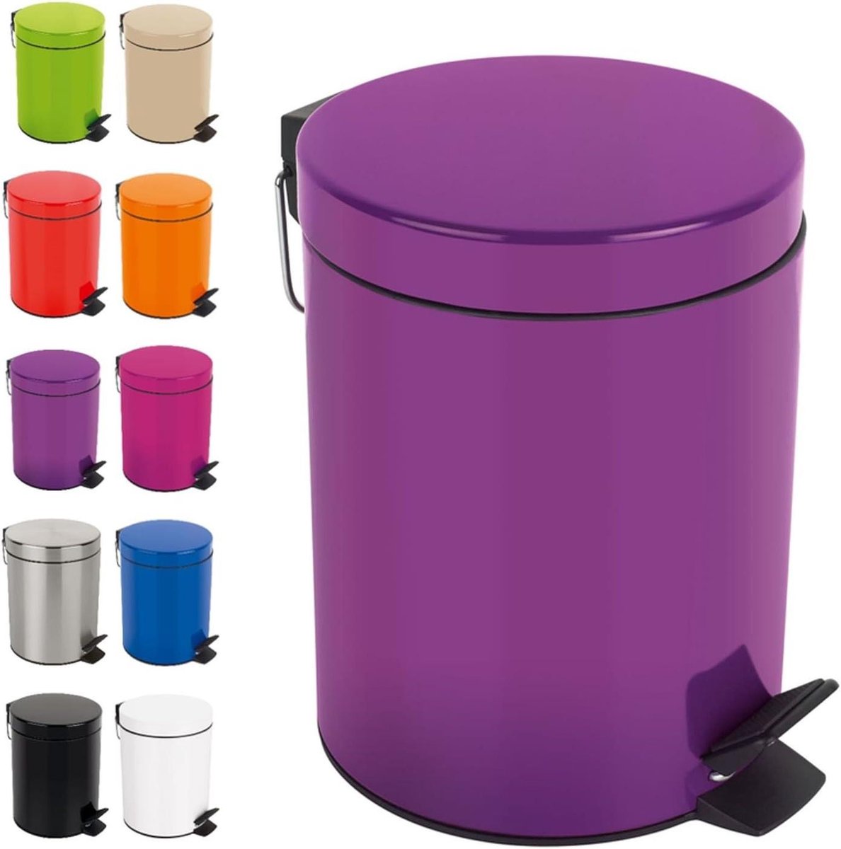 Cosmetica emmer - Prullenbak pedaalemmer - Afval scheiden - Met uitneembare binnenemmer - 5 liter - Lila