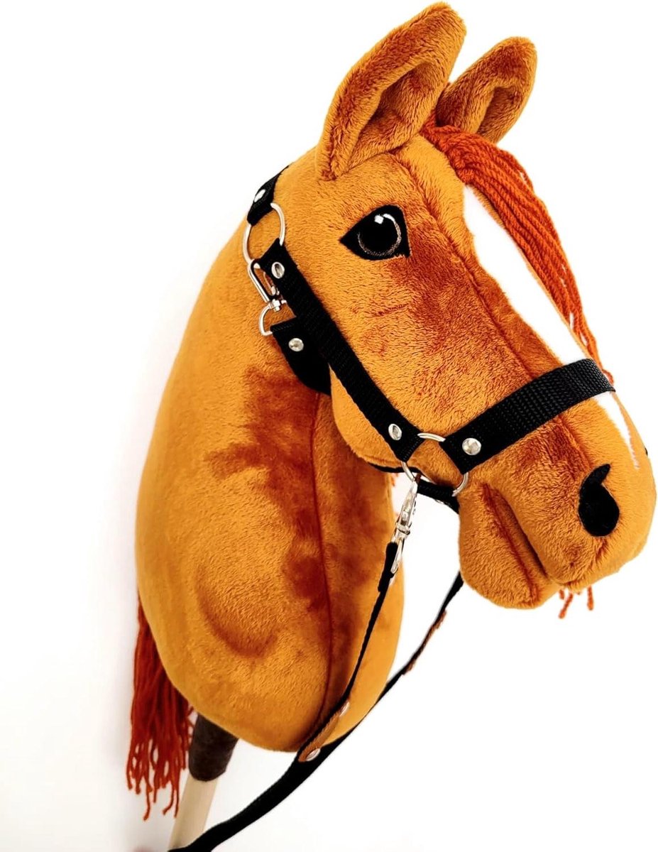 Stokpaard A3 - Paard op stok - Kinderen spelen - 100% Handgemaakt - 26 cm x 33 cm - Gember