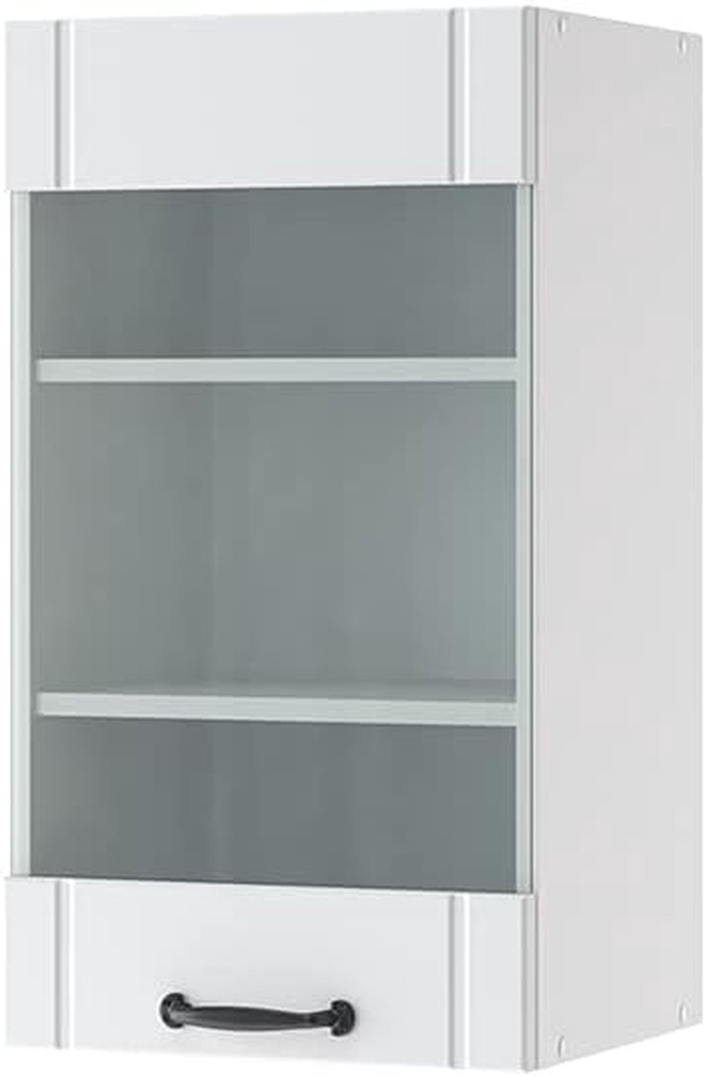 Keukenkast Hangend - Keukenunit Vitrine - Keuken Organiseren - Softclose Scharnieren - 40 cm - Wit Landhuis