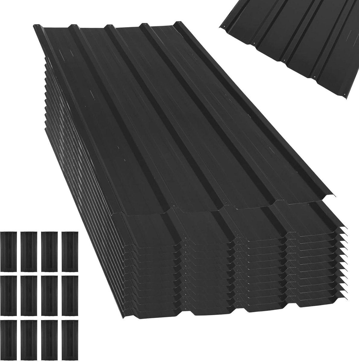 Golfplaten - Dakplaten Profielplaat - Dak Bedekken - Verzinkt Staal - 110 x 45 cm - Zwart/Groen