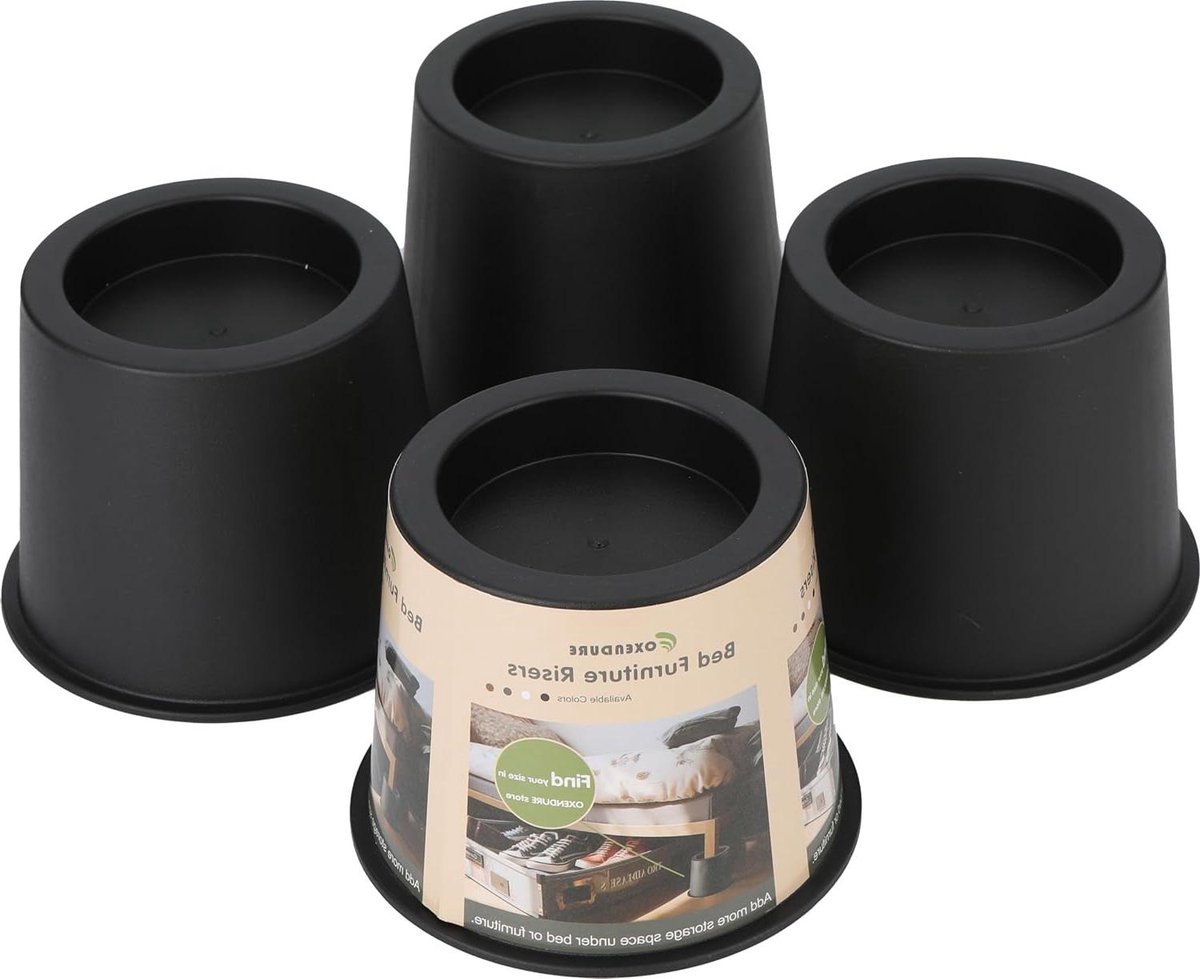 Meubelverhogers - Stoelverhogers Bankverhogers - Extra Opbergruimte Creëren - Antislip Basis - 4 Inch Hoog - Zwart