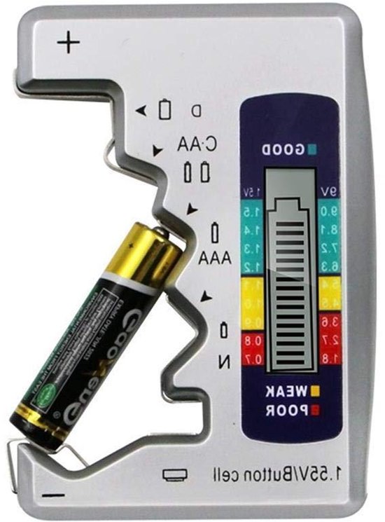 Digitale Batterij Tester - Accu Controle Apparaat - Batterij Status Controleren - Groot LCD Display