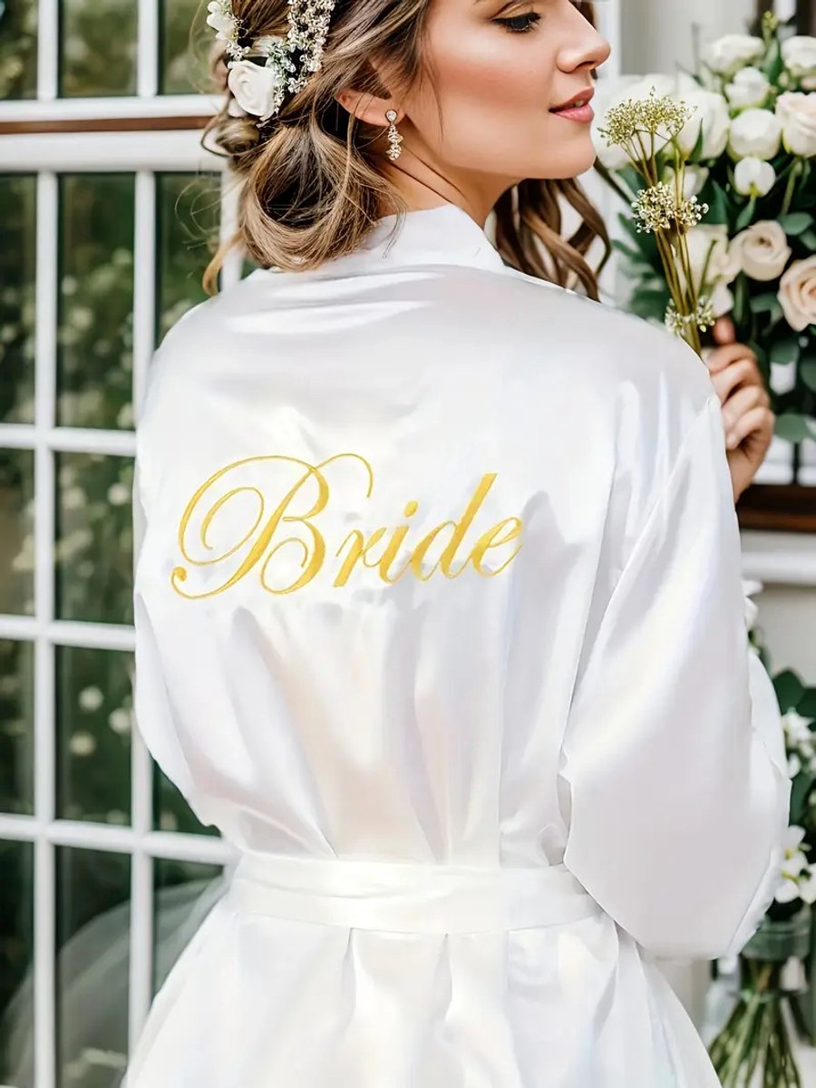 Bruidsbadjas - Badjas voor bruid - Badjas met Bride - Bruids nachtjapon - Badjas met bruid - Maat XL - Bride to be - vrijgezellenfeest