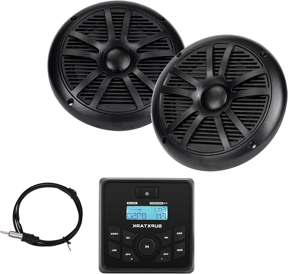 Marine Stereo Radio - Boot Radio - Muziek Afspelen - IPX6 Waterdicht - 2x 6.5 inch Speakers - Zwart