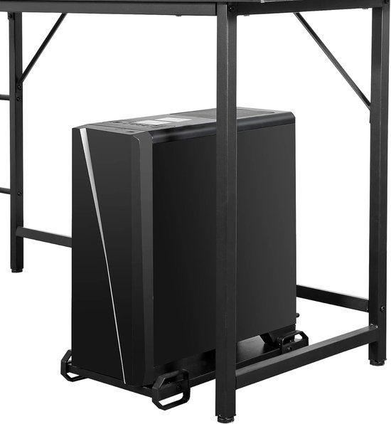 L-vormig bureau - Hoekbureau PC tafel - Thuiswerken studeren - Omkeerbaar ontwerp - 66 inch - Zwart — afbeelding 4