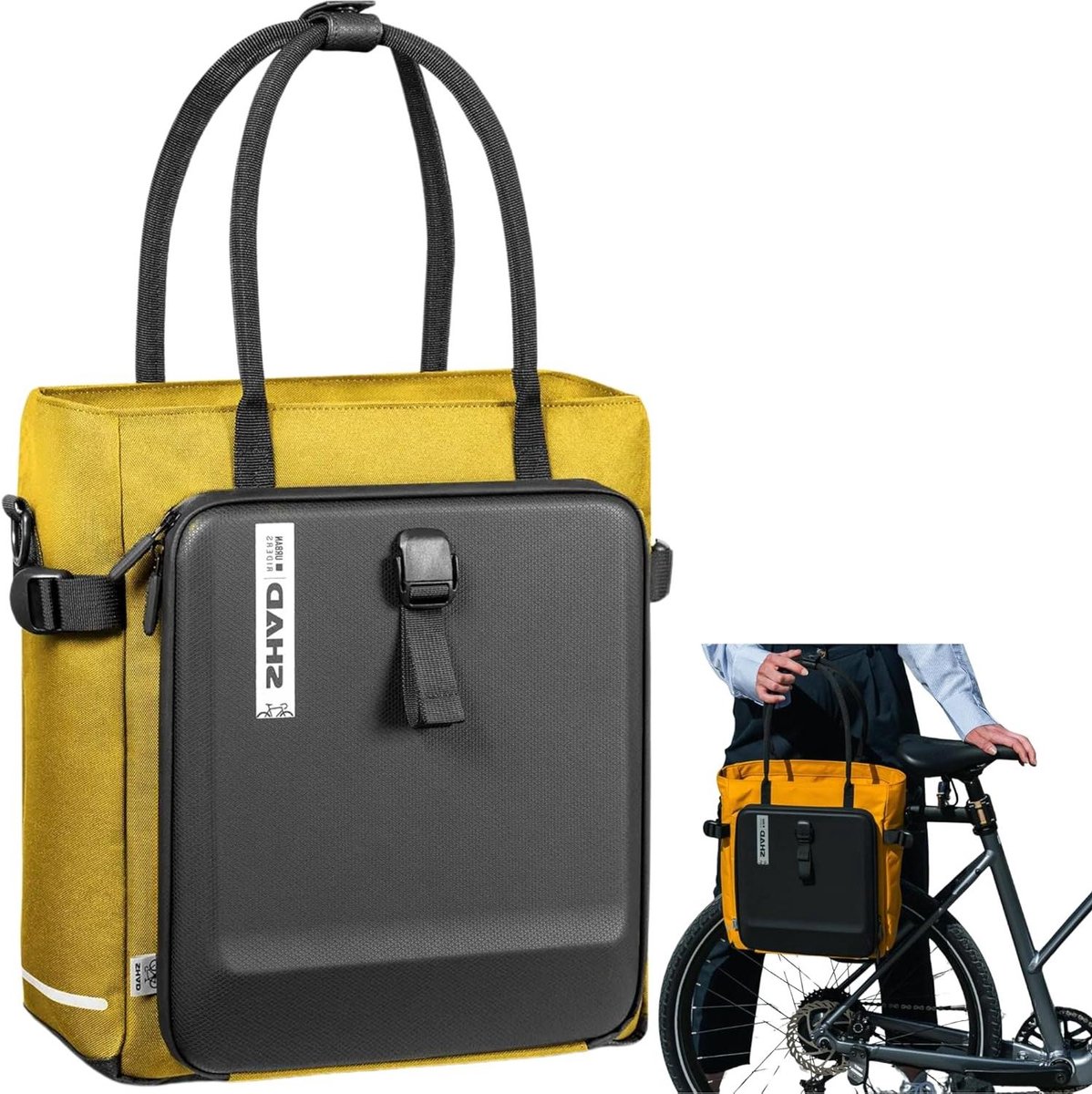Fietstas Tote Bag - Stadsfietstas Schoudertas - Dagelijks Vervoer - Gemaakt van Gerecycled Materiaal - 16 liter - Zonnig Geel