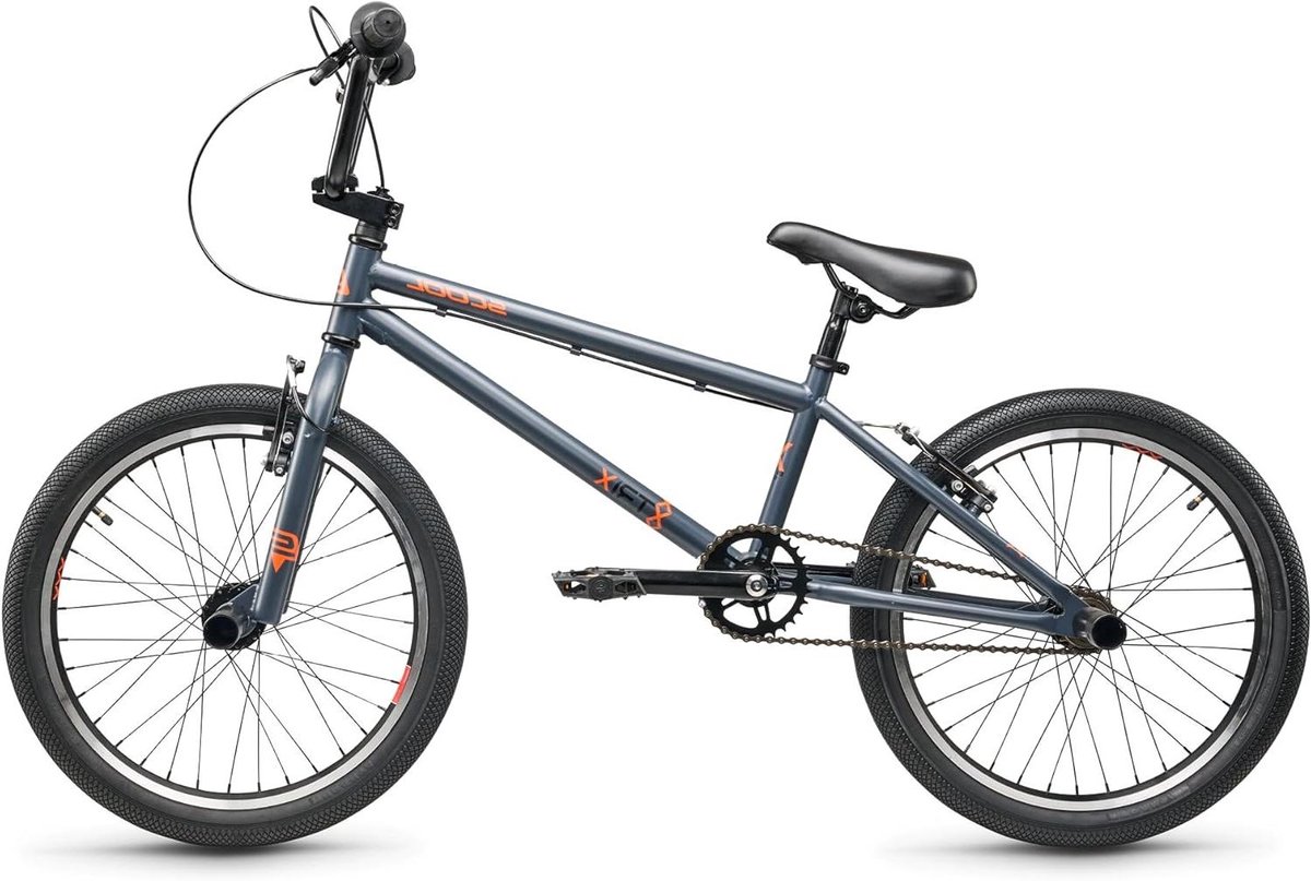 BMX Fiets - Kinderfiets Freewheel - Stunts Uitvoeren - Ontworpen in Duitsland - 16 en 20 inch - Grijs Oranje