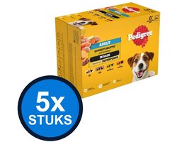 5x Pedigree - Pouch Adult Saus Gev Sel Multipack (12x100g) - Hondenvoer Natvoer - 1.2 kg