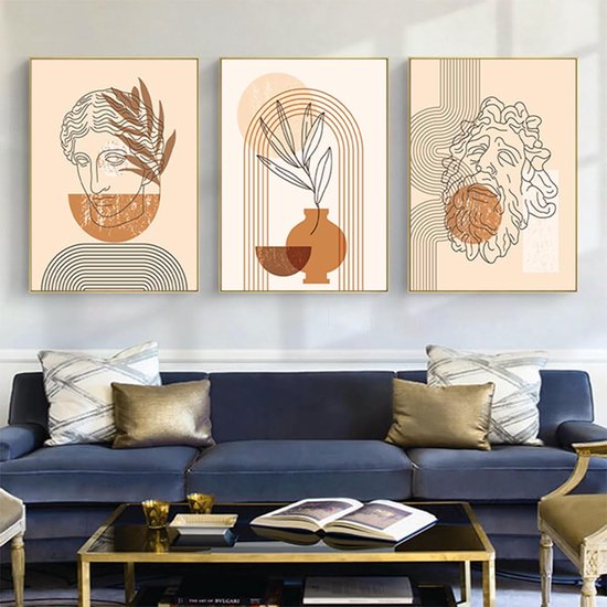 Posters abstracte botanische bladprint posters, moderne abstracte Boheemse posters, zonder lijst (afbeelding-04, 60 x 90 cm x 3 stuks) — afbeelding 5