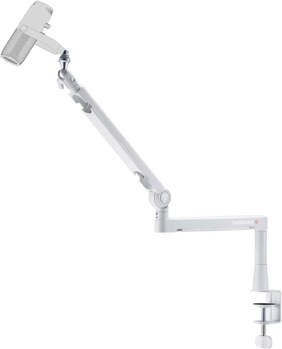 Microfoonarm - Studiemicrofoon Arm - Streamen en Opnemen - Volledig Metalen Constructie - Laag Profiel - Wit