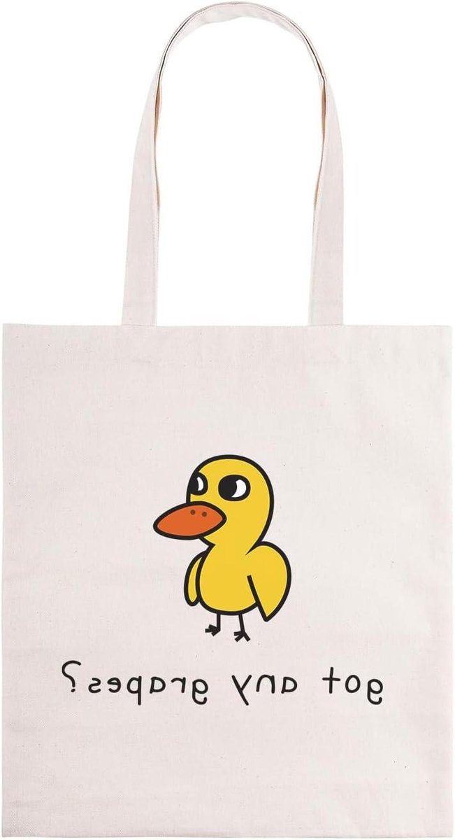 Draagtas met Eend - Boodschappentas Herbruikbaar - Strandvakantie Essentials - Grappige Print - 41 x 38 cm - Natuurlijk