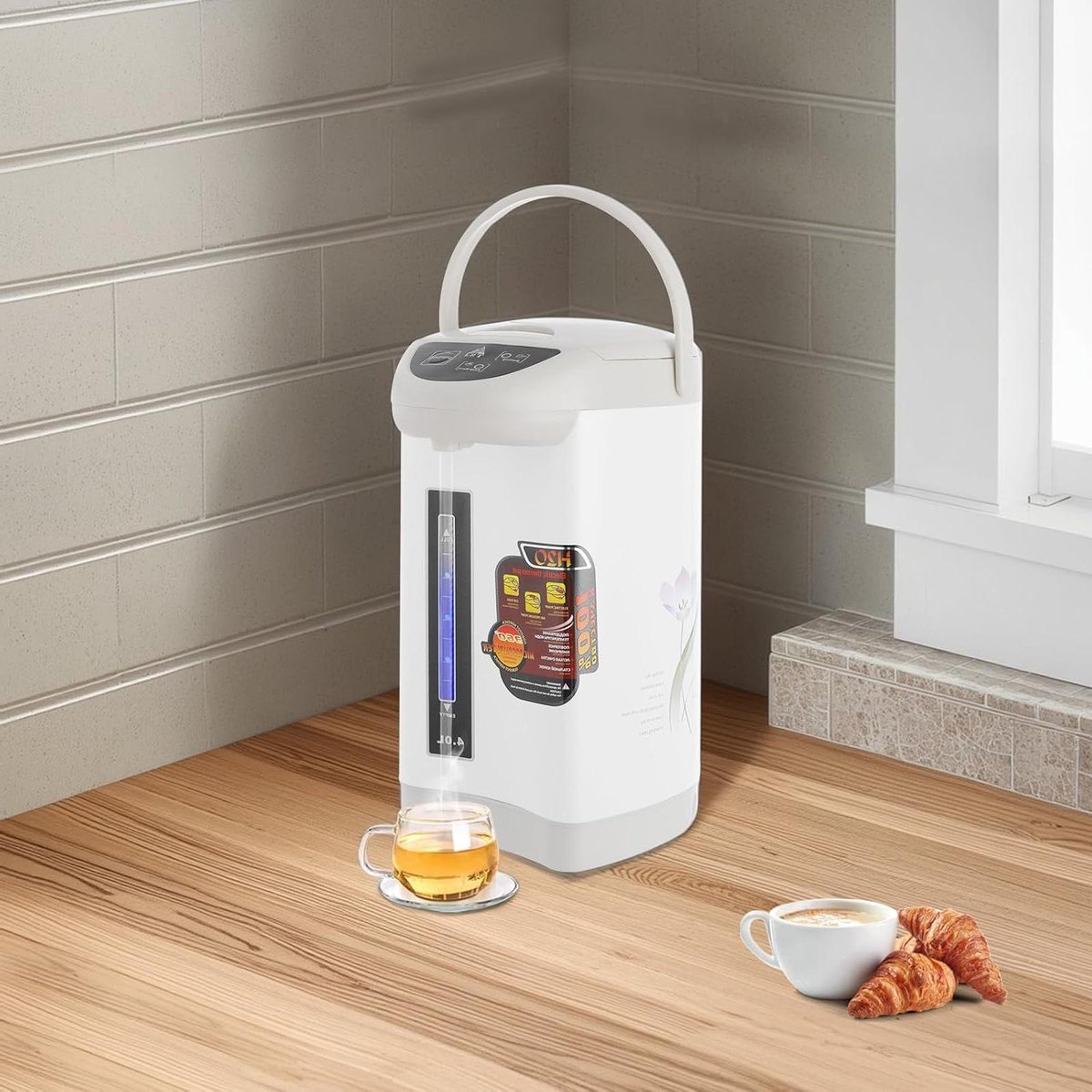 Elektrische thermoskan - Warmwaterdispenser - Direct heet water - Automatisch warmhouden - 4 Liter capaciteit - Wit
