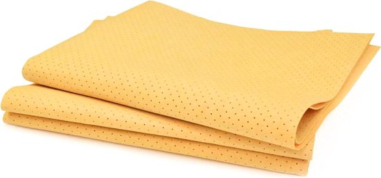Geperforeerd Zeemleer - Droogdoek Auto - Streepvrij Drogen - Zeer Absorberend - 55 x 45 cm - Natuurlijk