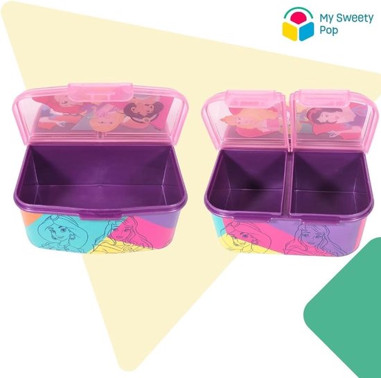 Kinderlunchbox met 3 compartimenten - luchtdichte lunchbox voor school en vakantie - meisjes ontwerp — afbeelding 5