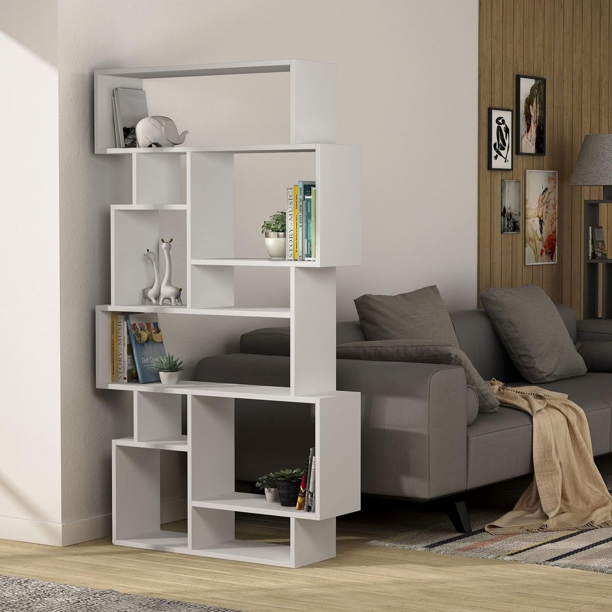 PICUS Karmato Boekenkast met 10 Niveaus – Moderne Staande Plank voor Slaapkamer, Kantoor of Woonkamer – Verticaal en Horizontaal te Gebruiken – 96 x 26 x 169 cm – Wit