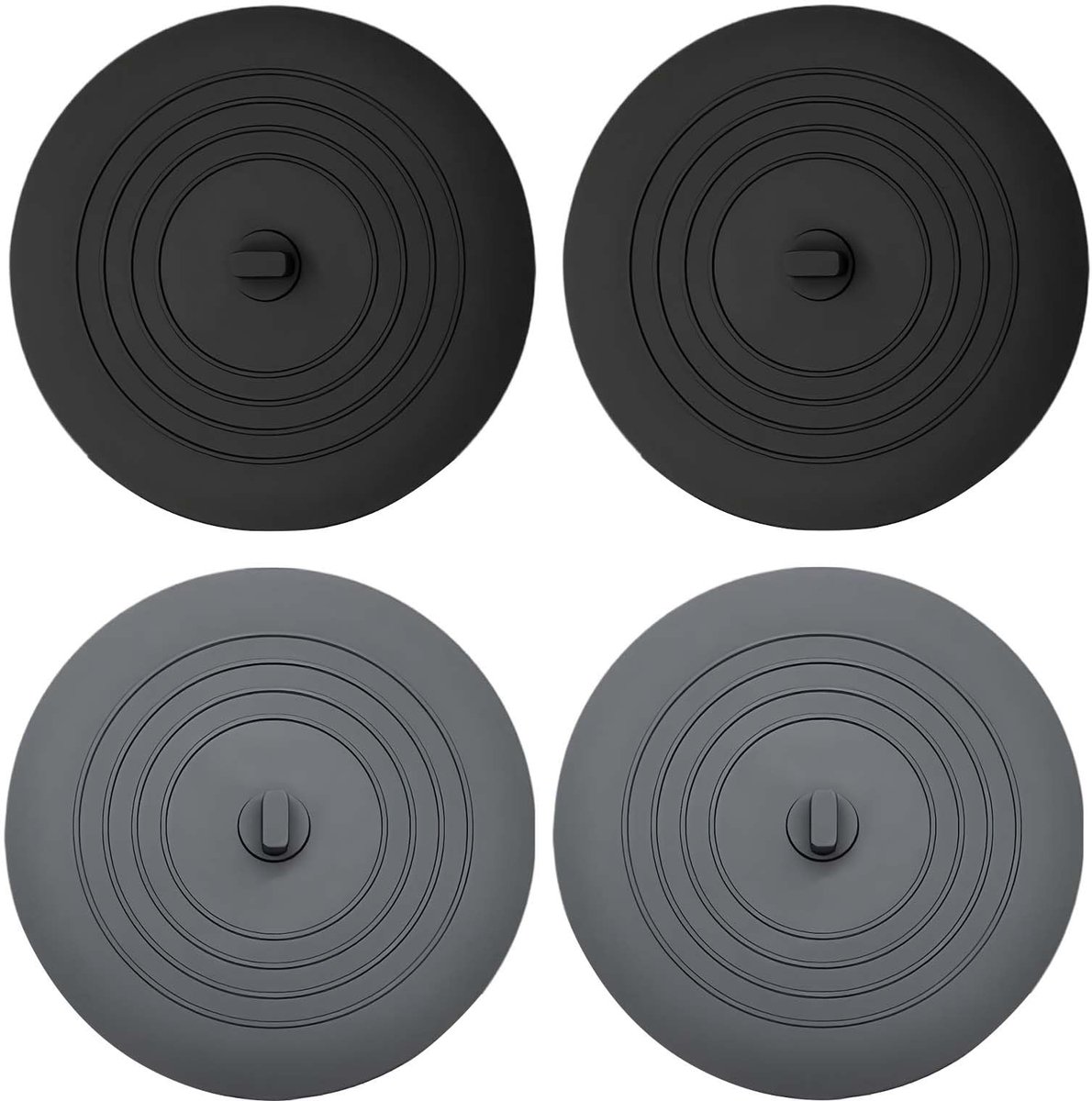 Badstoppen, 15 cm extra grote gootsteenstekker, siliconen badstop, gootsteenafvoer, afvoerstopper universele gootsteenplug voor gootsteen, badkamer, zwart + grijs