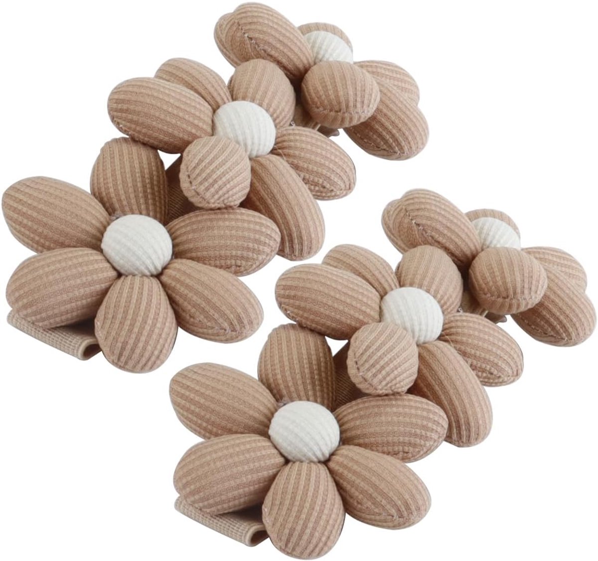 Verpakking van 2 gordijnbinders met bloemenmotief, gordijnhouders, elastisch verstelbaar, gordijnbinders, gordijnen (kaki)