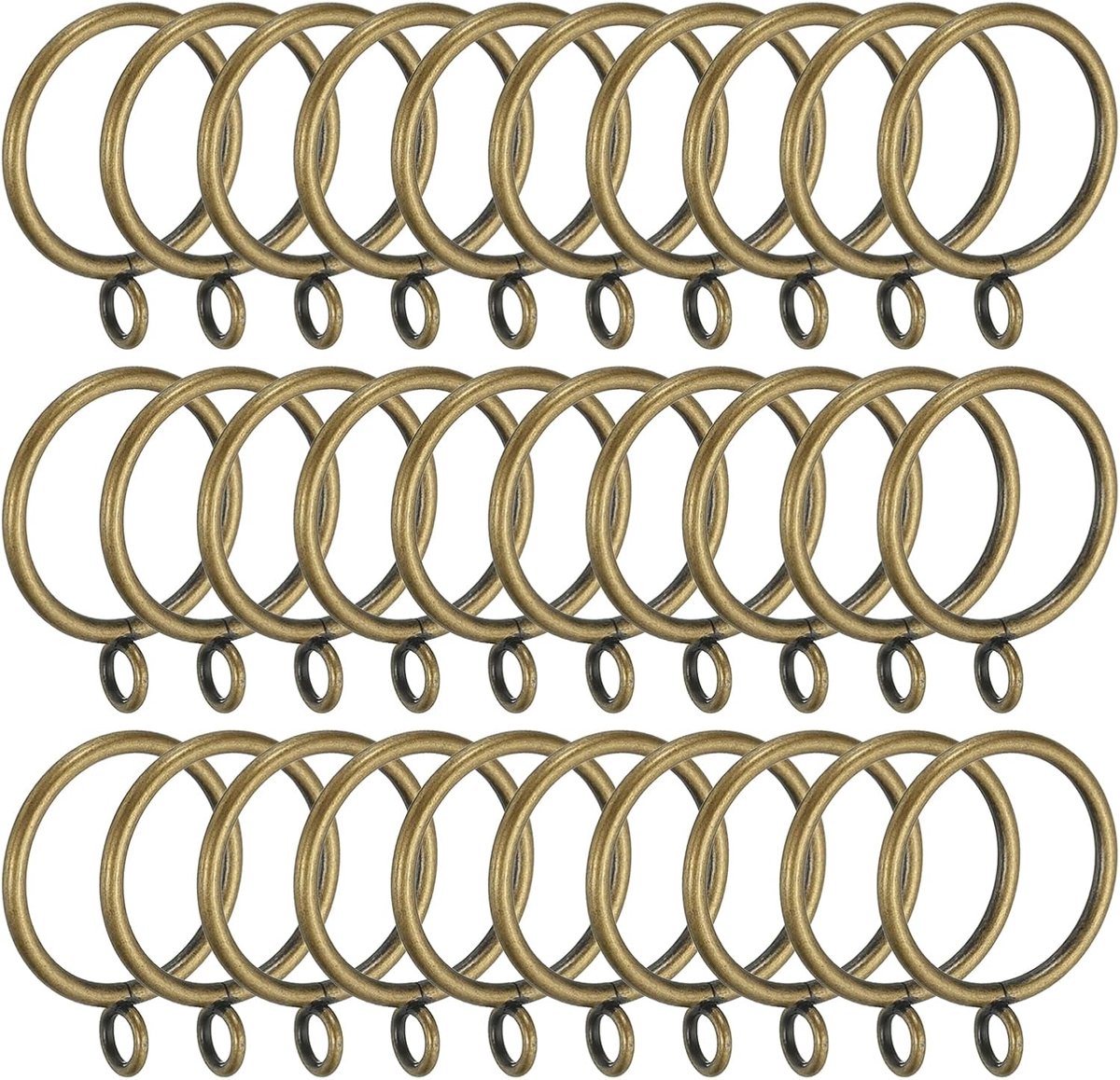 1,5 inch binnenste diameter gordijnroede ringen met ogen, 30 stuks metalen gordijnring voor gordijnroeden hoepelpennen, bronskleurig