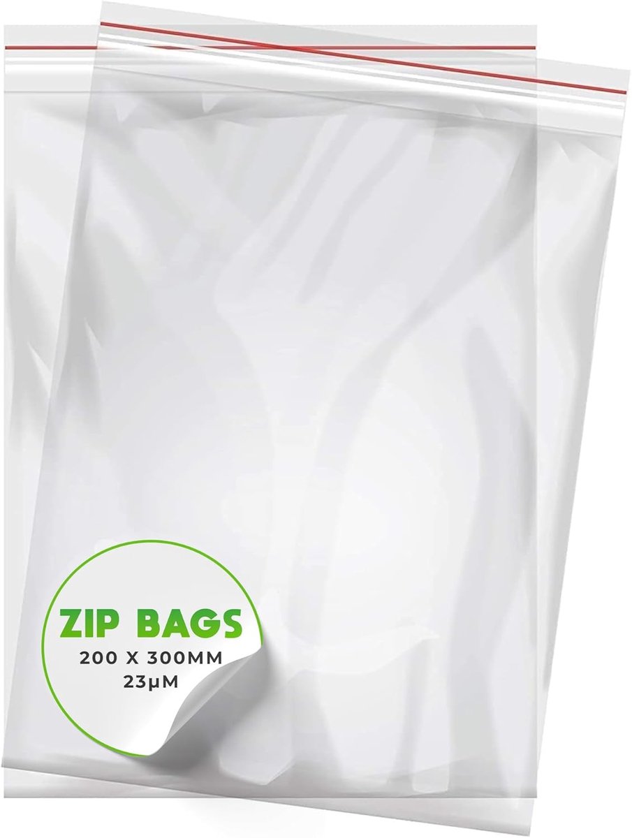 Trade Zip Zakjes Set 100 Stuks 200 x 300 mm - Stevige Hersluitbare Zakjes - Hersluitbare Zakjes voor Betere Organisatie - Afsluitbare Plastic Zakjes