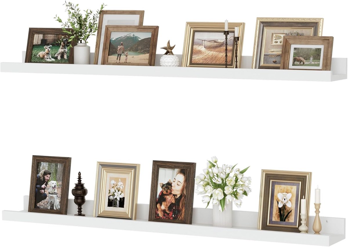 Zwevende planken set van 2, 90 cm witte zwevende planken voor wandgemonteerde plank foto rand plank kinderen boekenplank voor woonkamer keuken slaapkamer badkamer boeken foto display home organisatie