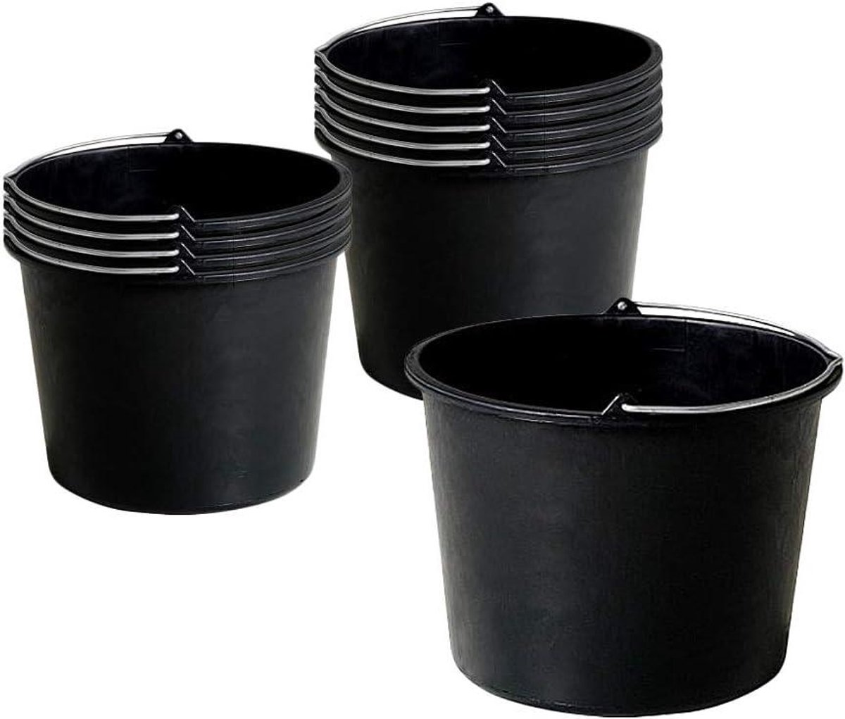 Bouwemmer Set - Werkemmer Mortelemmer - Bouwklussen Uitvoeren - Robuuste Afgietrand - 20 liter - Grijs