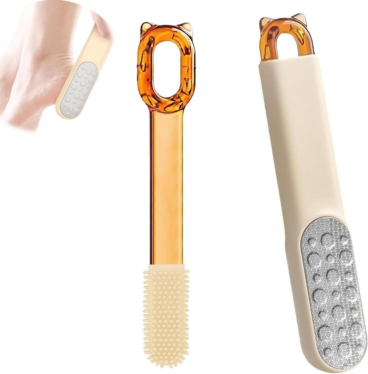Voetvijl Eeltverwijderaar - Voetrasp Dubbelzijdig - Voetverzorging Thuis - Antislip Handvat - 19.5cm - Oranje
