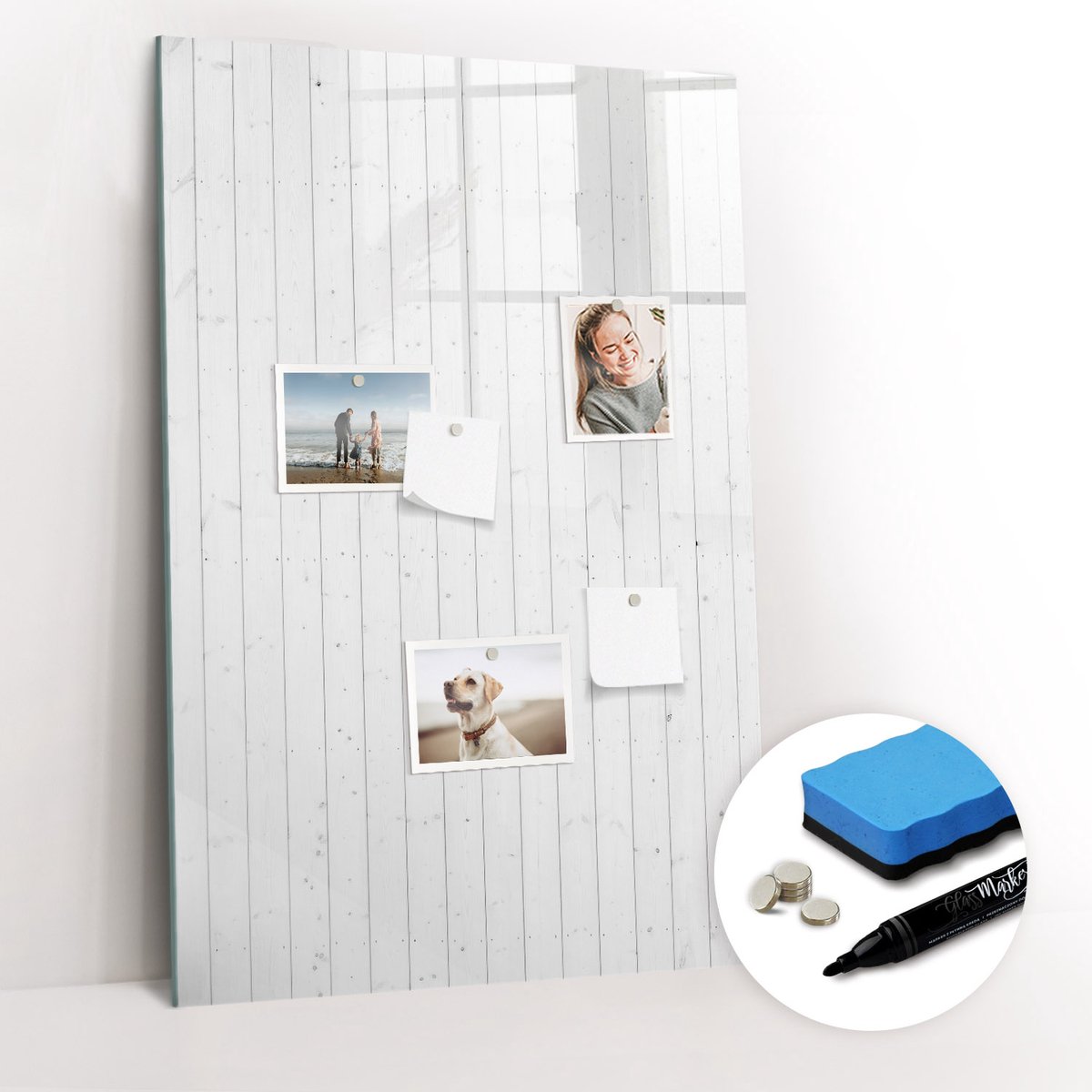 Tulup Whitebord - Natuurlijk hout - 60 x 90 cm - Wit Magneetbord Keuken - Gratis 5 Sterke Magneten + Whiteboard Marker & Wisser - Scandinavisch Design Bord - Magneetbord Foto - Organiseer Je Bureau