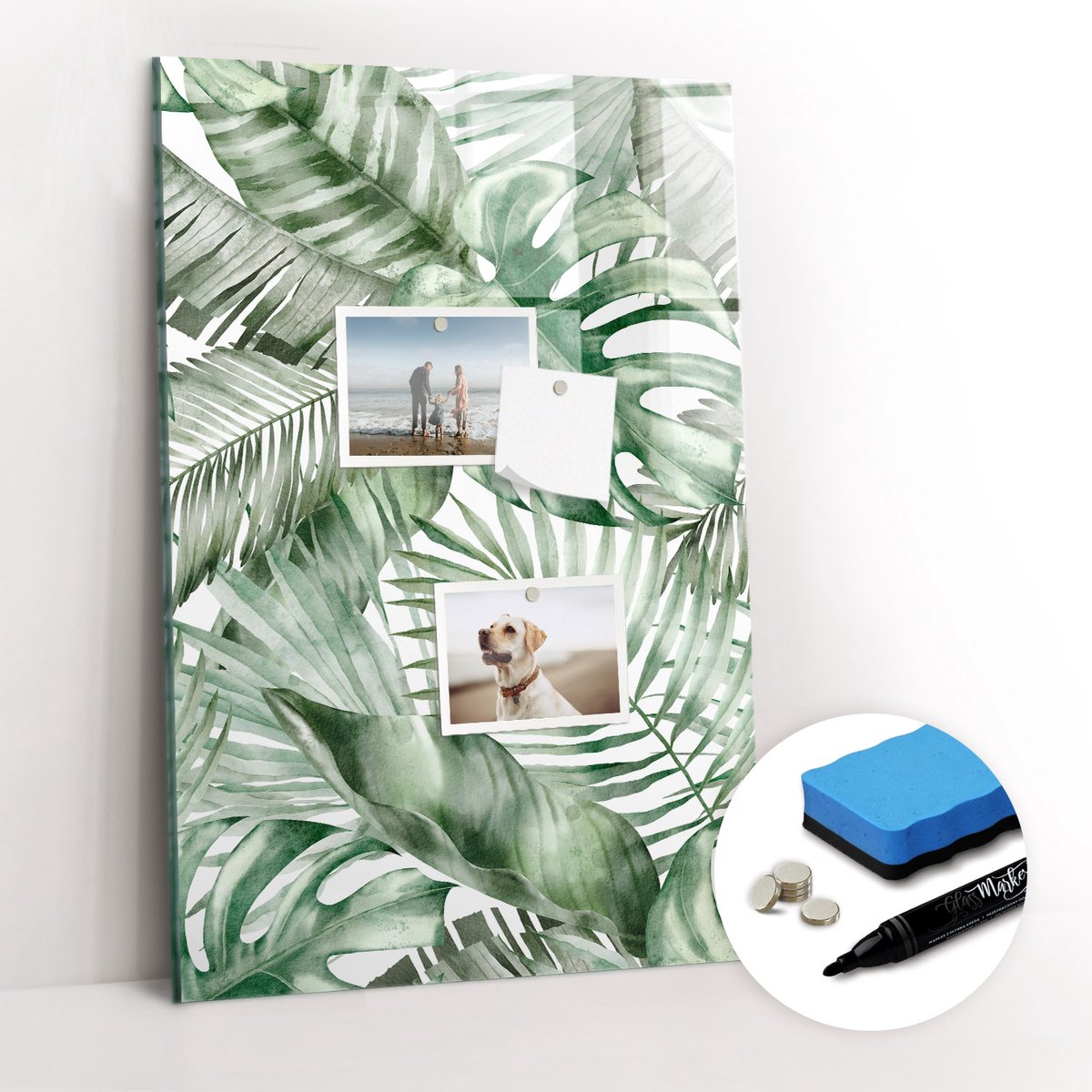 Tulup Whitebord - Aquarelbladeren - 40 x 60 cm - Groente Magneetbord Rechthoekig - Gratis 5 Sterke Magneten + Whiteboard Marker & Wisser - Organizer Muur - Memo Bord - Notitiebord Werkplek