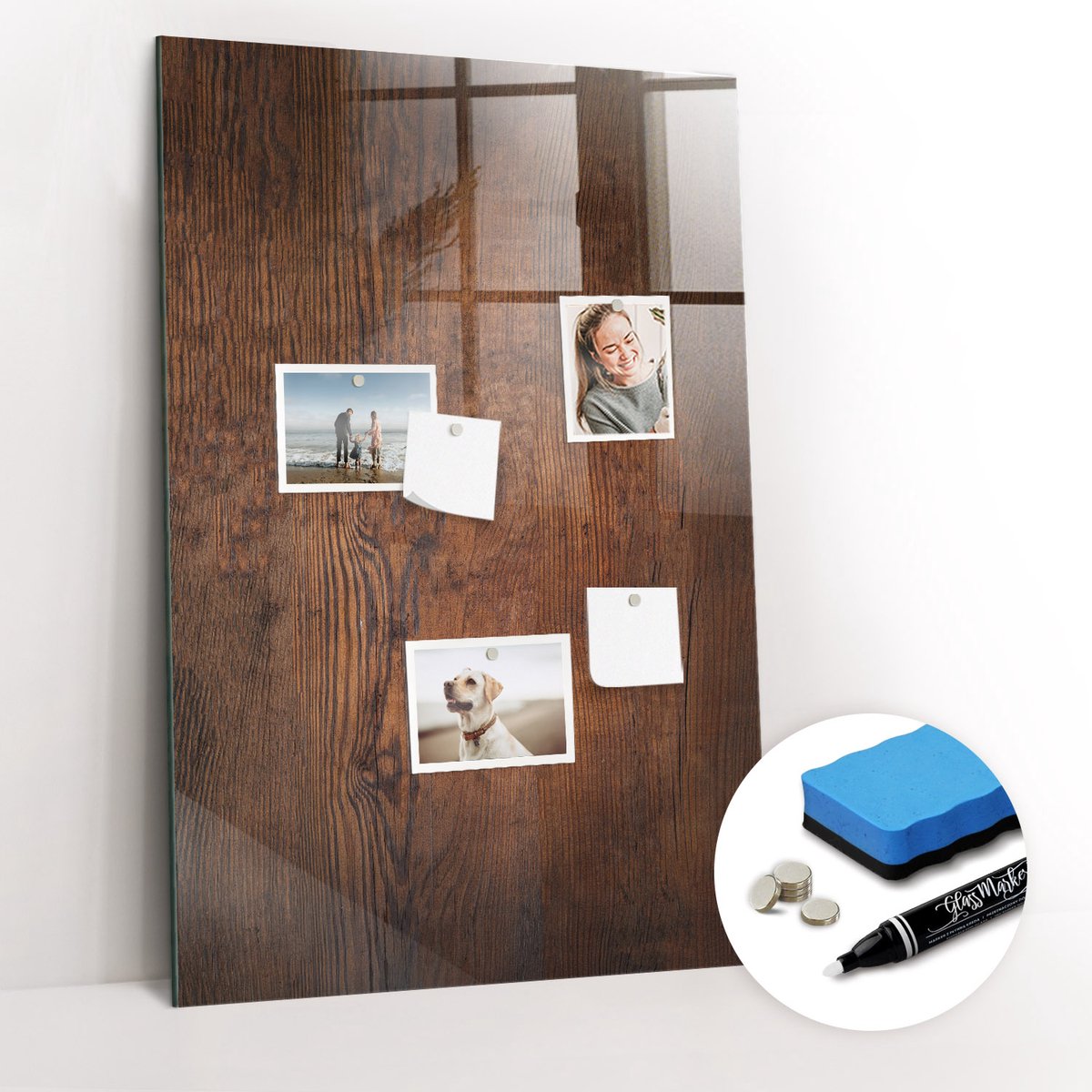 Tulup Whitebord - Donker hout - 60 x 90 cm - Bruin Magnetisch Bord - Gratis 5 Sterke Magneten + Whiteboard Marker & Wisser - Wanddecoratie Kantoor - Magnetisch Wandbord - Ideeënbord Thuiswerkplek