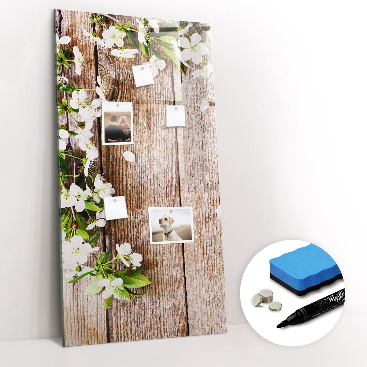 Tulup Whitebord - Madeliefjes op het bord - 60 x 120 cm - Bruin Magneetbord Keuken - Gratis 5 Sterke Magneten + Whiteboard Marker & Wisser - Moderne Wanddecoratie - Magnetic Board - Organiseer Je Bureau