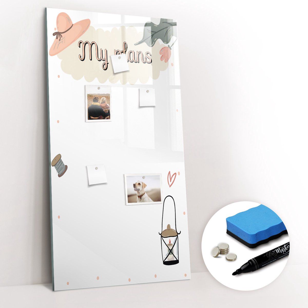 Tulup Whitebord - Mijn plannen - 60 x 120 cm - Wit Magnetisch Memobord - Gratis 5 Sterke Magneten + Whiteboard Marker & Wisser - Scandinavisch Design Bord - Memobord Magnetisch - Notitiebord Werkplek