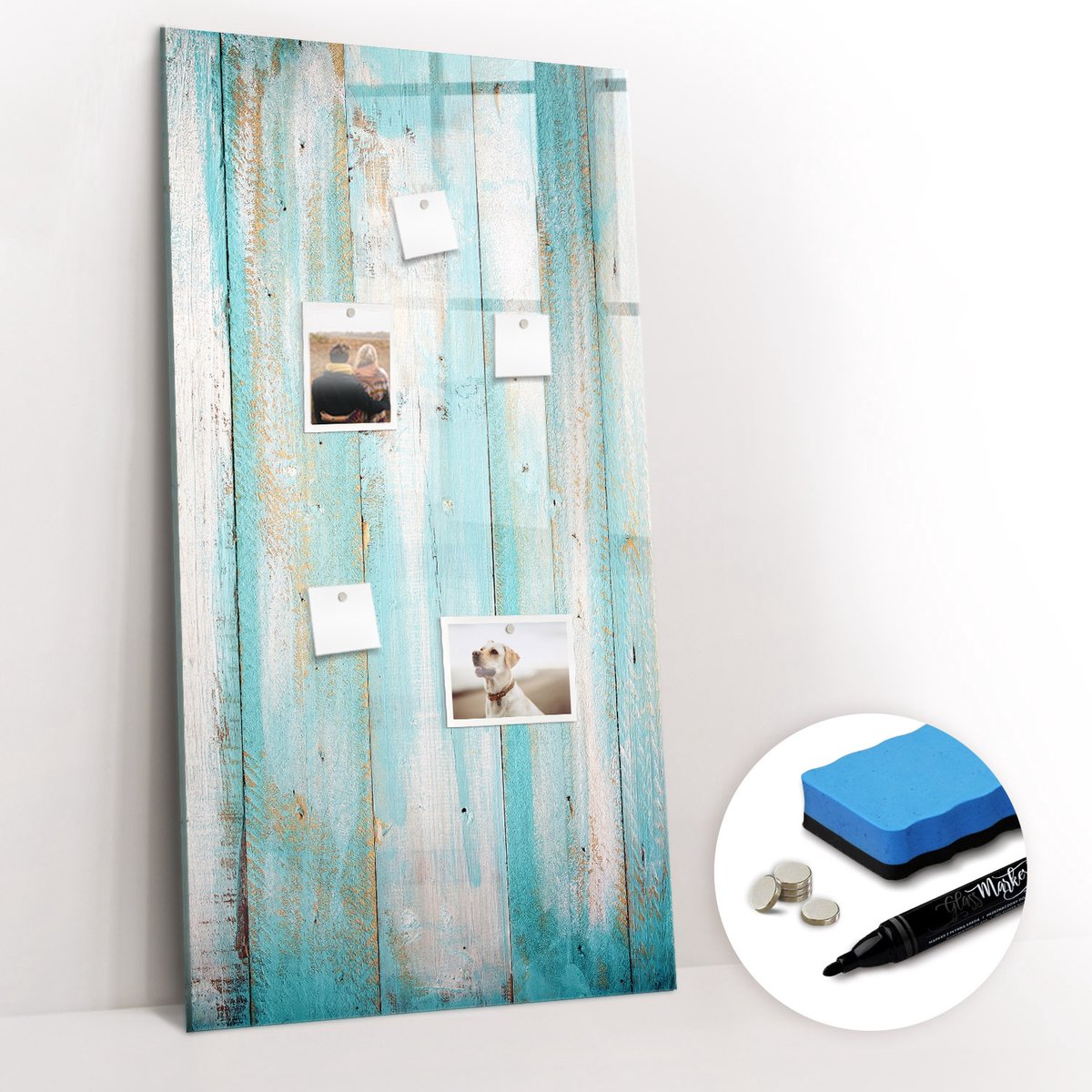 Tulup Whitebord - Vintage hout - 60 x 120 cm - Blauw Magneetbord Keuken - Gratis 5 Sterke Magneten + Whiteboard Marker & Wisser - Interieur Accessoires Kantoor - Magnetic Board - Ideeënbord Thuiswerkplek