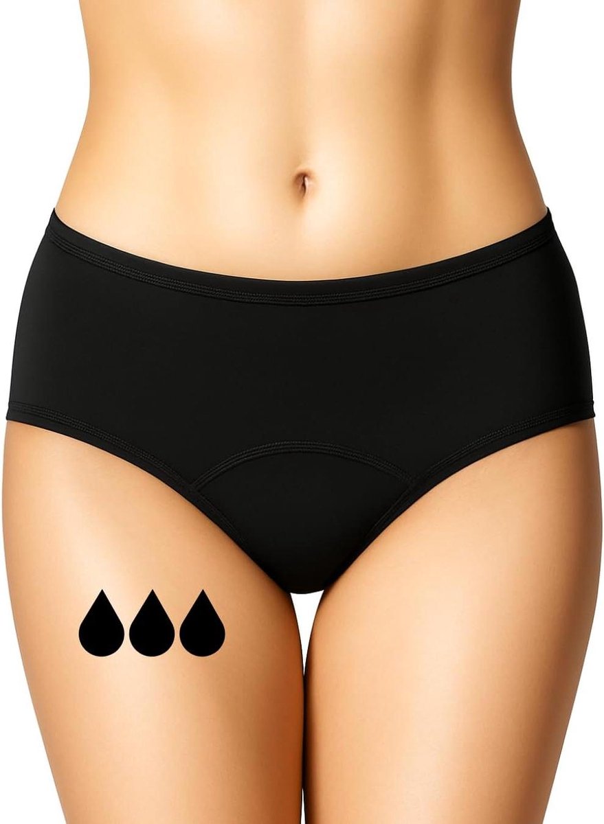 Menstruatie Ondergoed - Periode Broekjes - Comfortabele Bescherming - Wasbaar en Ecologisch - XXS-3XL - Zwart