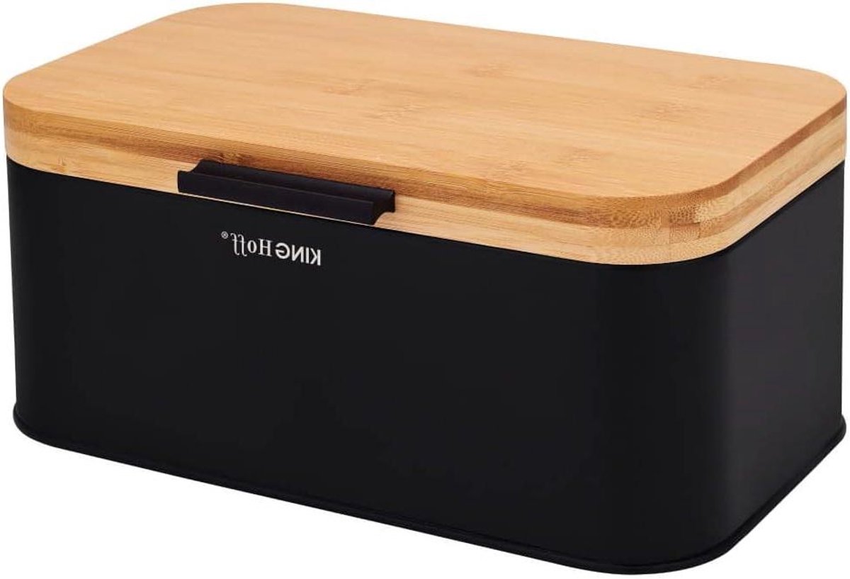 Broodtrommel - Keuken Opberger - Brood Bewaren - Lichtgewicht Design - 30 cm Breed - Zwart