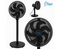 12 Inch Turbo Staande Ventilator 75W – Krachtige Vloerventilator met 3 Snelheden, Verstelbare Hoogte en Kantelbare Ventilatorkop – Stille Ventilator voor Woonkamer, Slaapkamer en Kantoor – Zwart – 90214