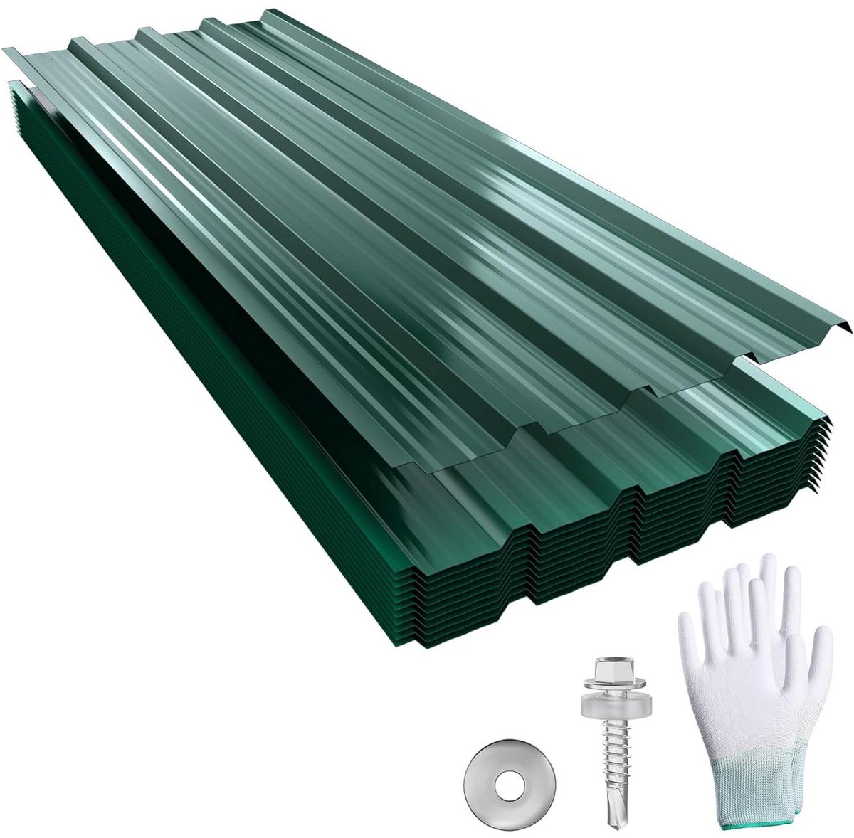 Golfplaten - Dakplaten Profielplaten - Dakbedekking Bouw - Weerbestendig Verzinkt - 1295 x 45 cm - Groen