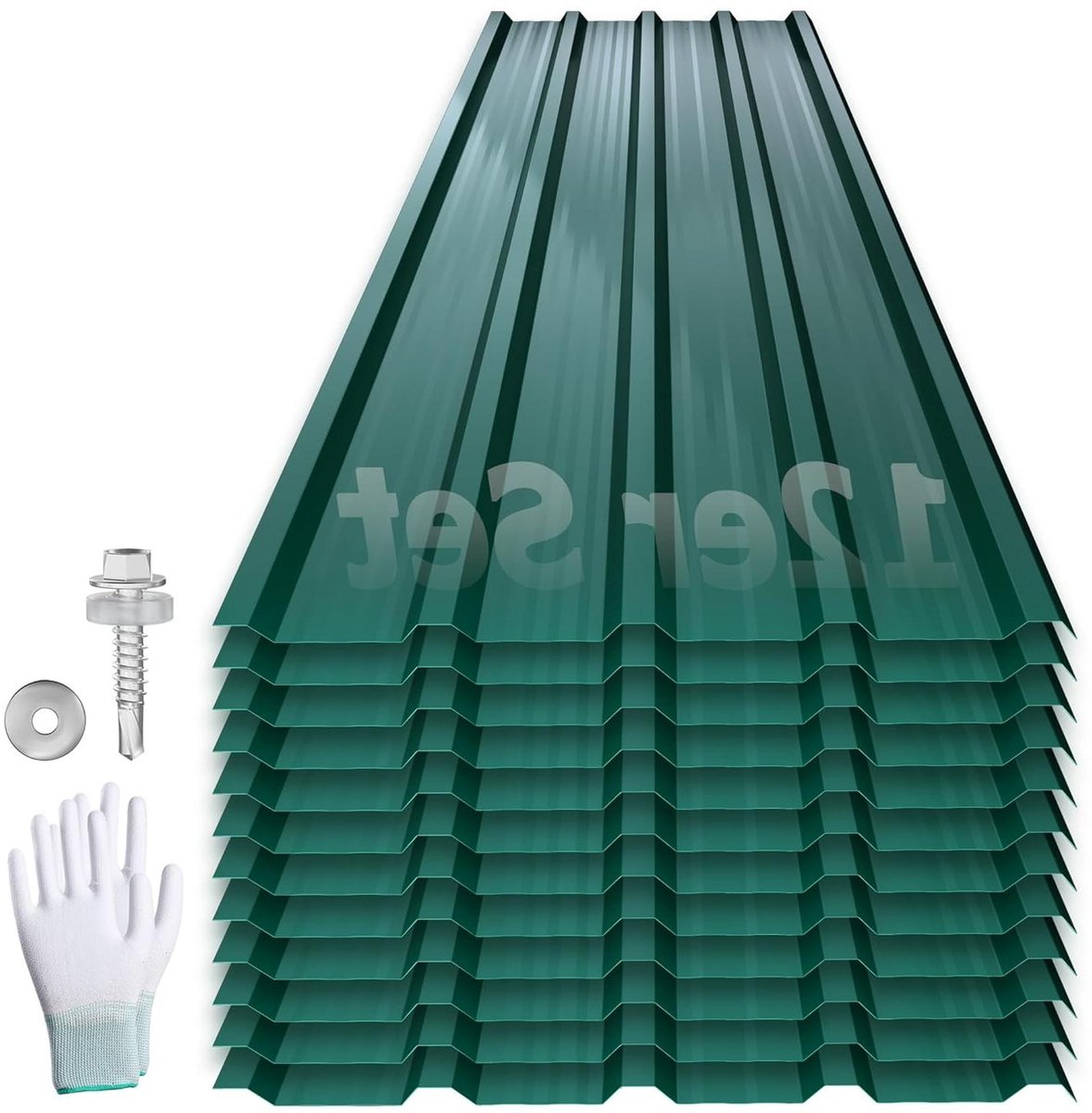 Dakplaten Trapezium - Golfplaten Metaal - Dak Bedekken - Gegalvaniseerd Staal - 129.5 x 45 cm - Groen